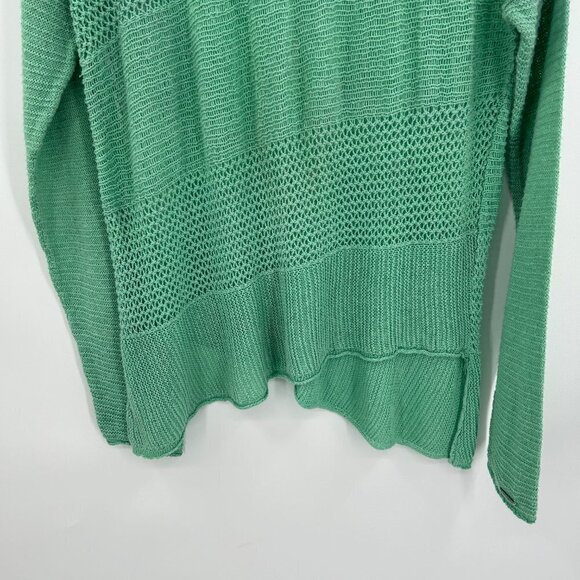 PRANA Mint Green Knit Asymmetrical Long Sleeve Boho Beachy Top Size Medium - Picture 5 of 7